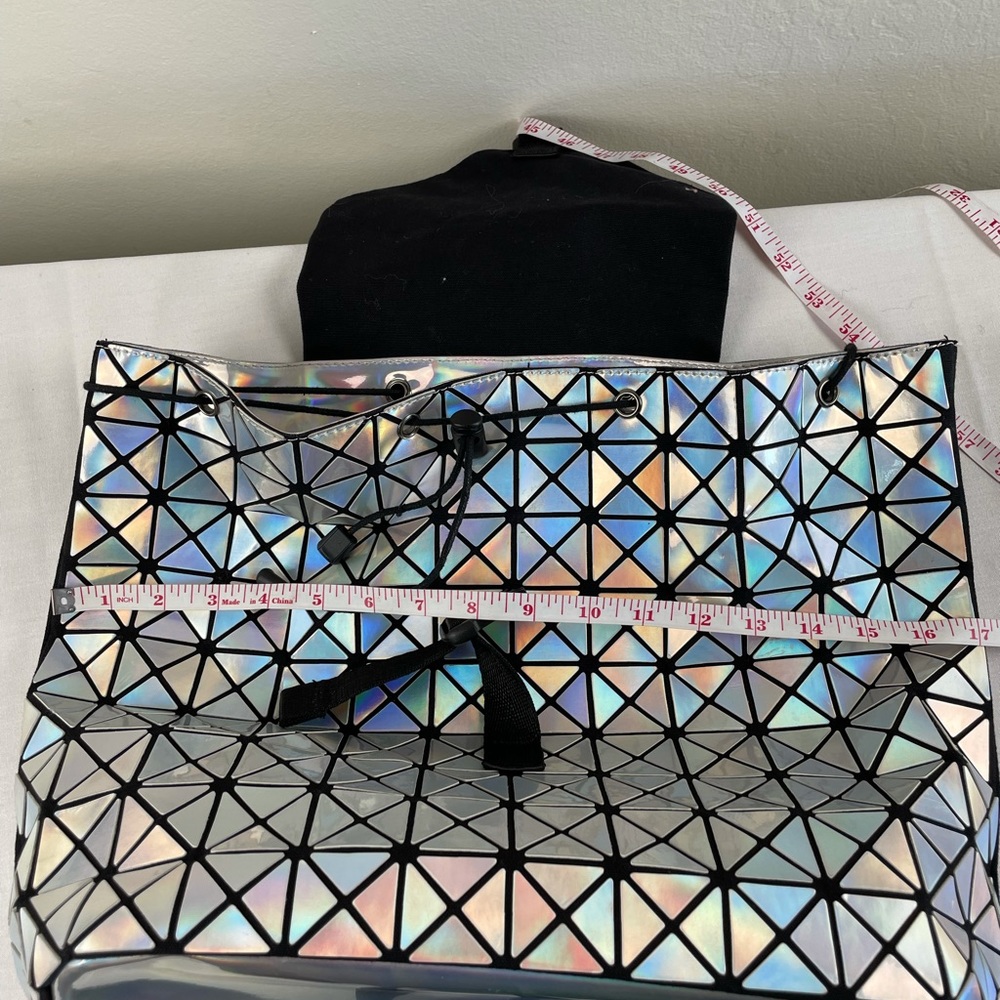 Futuristic Space Iridescent Holographic Geometric Triangles Backpack - Picture 12 of 13
